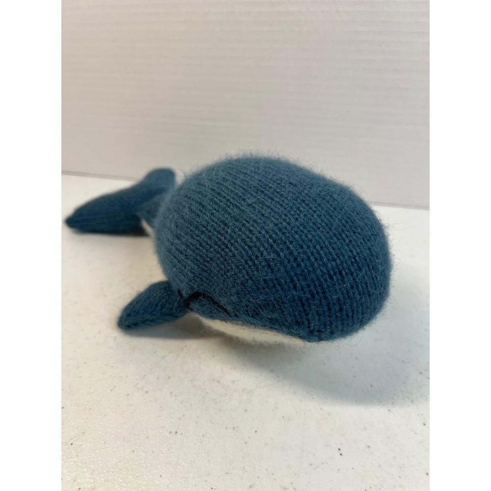 Global Goods Partners Alpaca Blend Knit Whale Plush Toy Blue Cream Handknitted